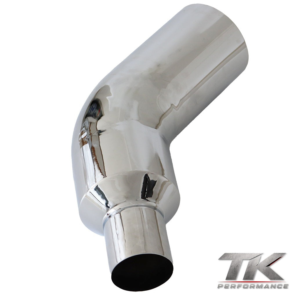 Universal 45° Exhaust Tail Pipe Elbow Tip (4″→7″, 5″→7″, 5″→8″)