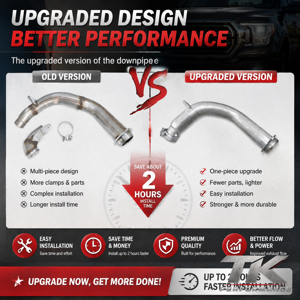Ford 6.7L Powerstroke 4″ Stainless Downpipe