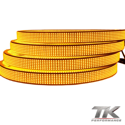 12 Row Amber/White Switchback Wheel Lights, Inside & Outside (Set of 4)