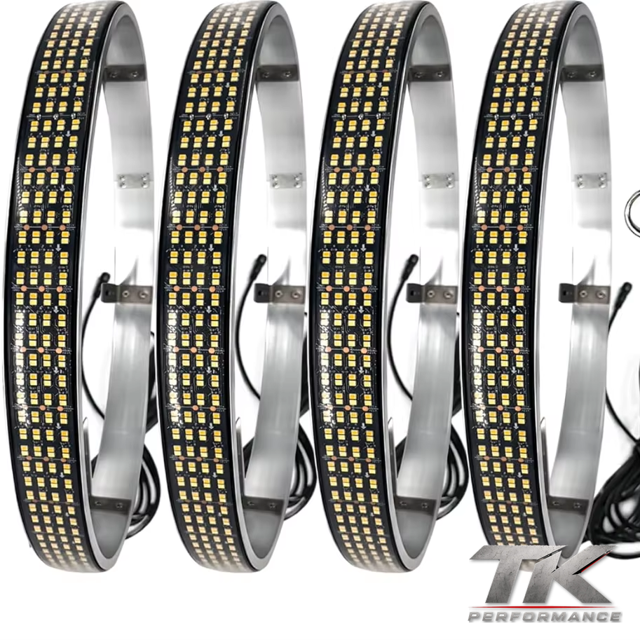 Quad Row Amber/White Switchback Wheel Lights (Set of 4)
