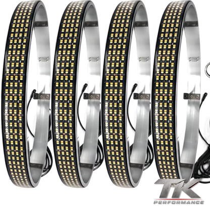 Quad Row Amber/White Switchback Wheel Lights (Set of 4)