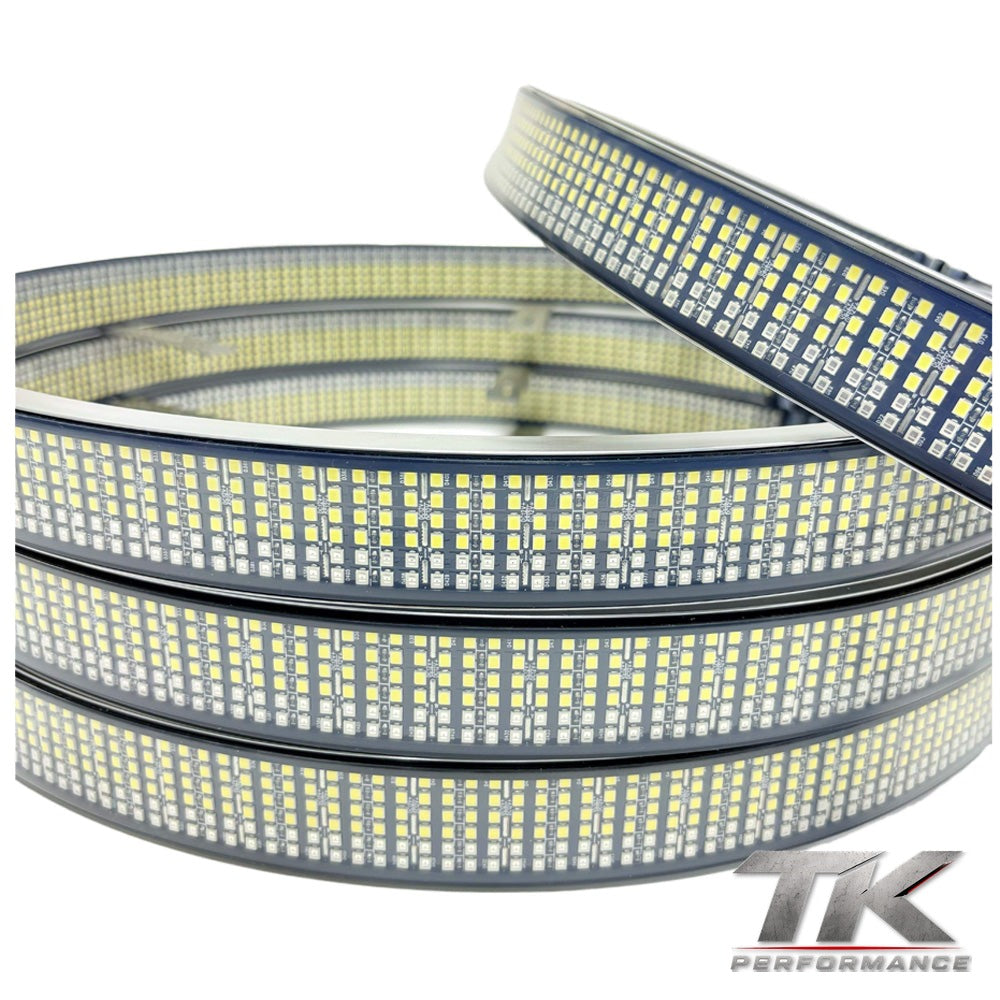 6 Row Amber/White Switchback Wheel Lights, Outside (Set of 4)