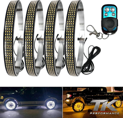 Quad Row Amber/White Switchback Wheel Lights (Set of 4)