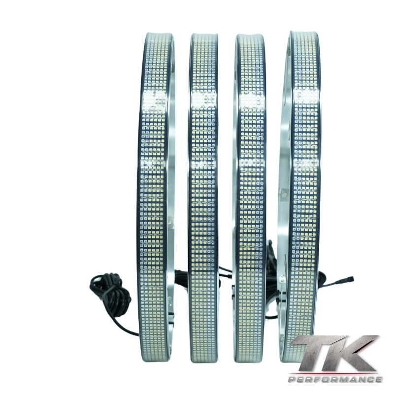 6 Row Amber/White Switchback Wheel Lights, Outside (Set of 4)