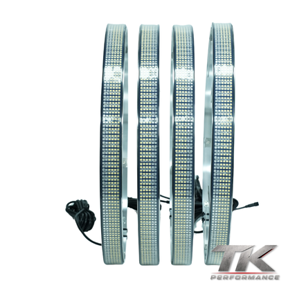 6 Row Amber/White Switchback Wheel Lights, Outside (Set of 4)