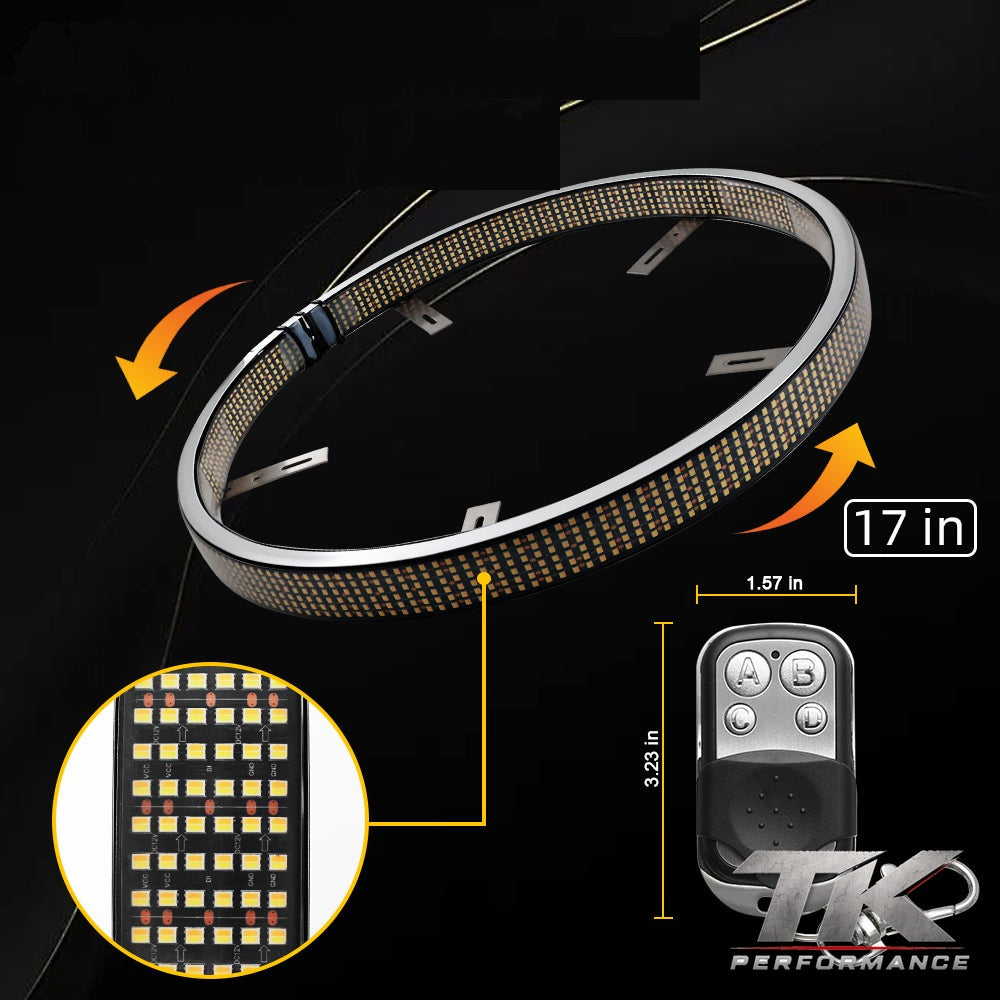 12 Row Amber/White Switchback Wheel Lights, Inside & Outside (Set of 4)