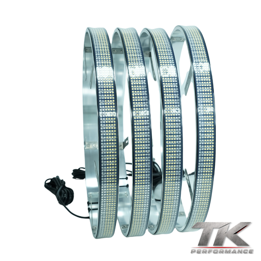 6 Row Amber/White Switchback Wheel Lights, Outside (Set of 4)
