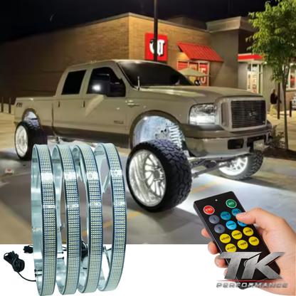 6 Row Amber/White Switchback Wheel Lights, Outside (Set of 4)