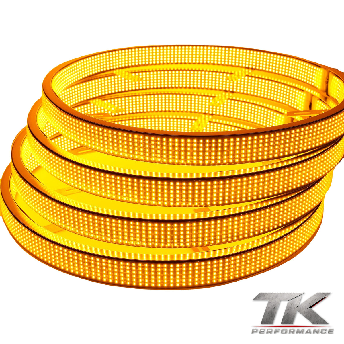 12 Row Amber/White Switchback Wheel Lights, Inside & Outside (Set of 4)